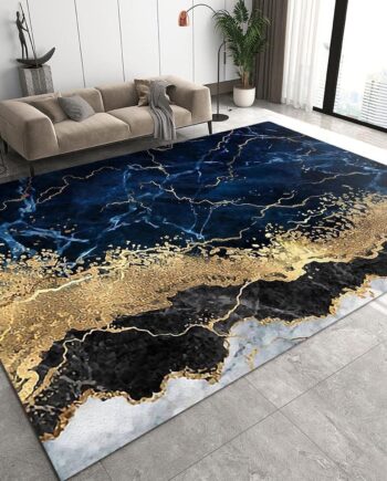 Alfombra abstracta moderna, alfombra dorada con textura de mármol de lujo, no desprende pelusa y es de fácil cuidado, ideal para zonas de alto tráfico en sala de estar, dormitorio, 2 x 3 pies, 24 x 36