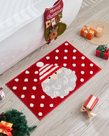 Douceur Tapetes de baño de Navidad con diseño de Papá Noel, bonitos tapetes de baño rojos, antideslizantes, suaves y absorbentes, lavables, 24 x 16 pulgadas