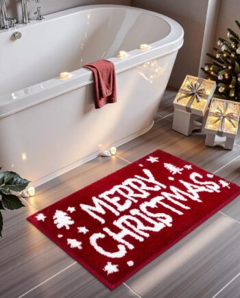 Uphome Alfombras de baño de Feliz Navidad, decoración de baño navideña, absorbentes, suaves, de Navidad, antideslizantes, lavables a máquina, alfombra decorativa de ducha para fregadero de bañera, 20