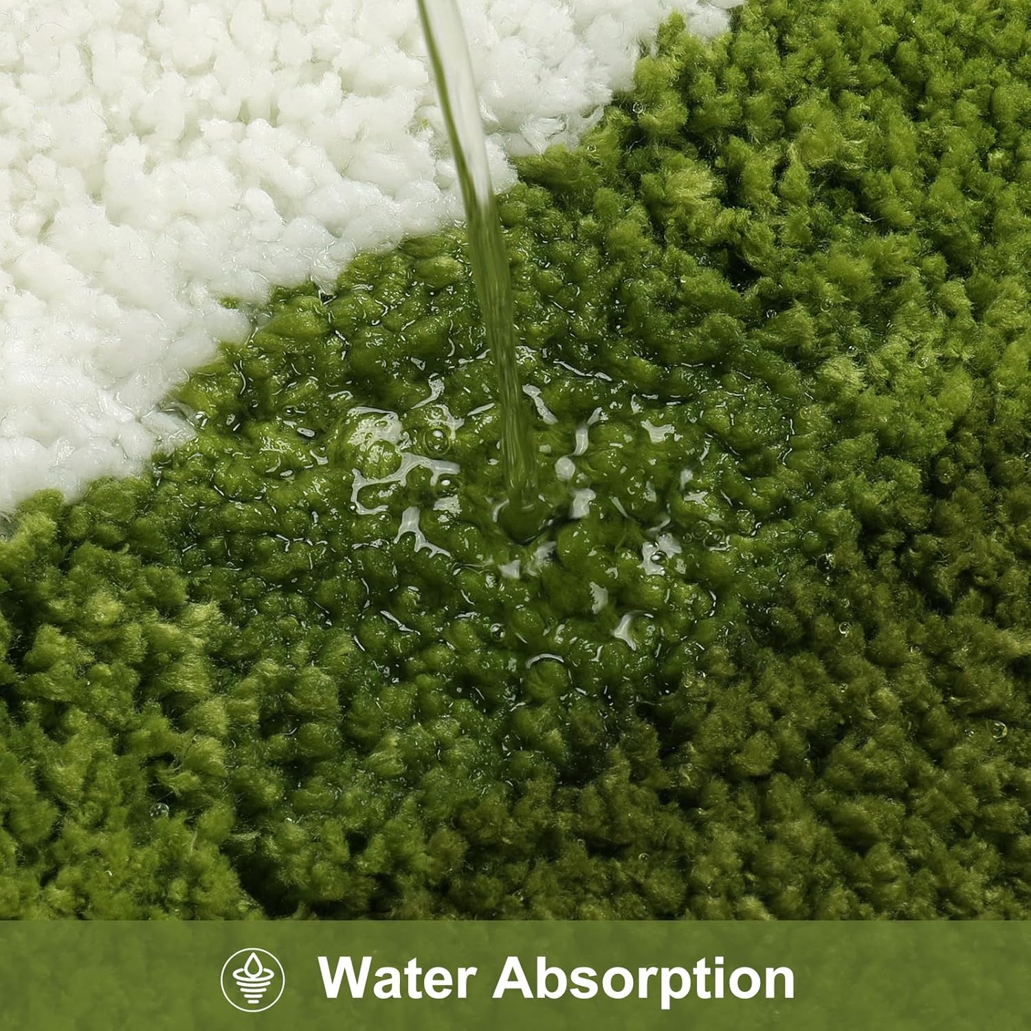 HAOCOO Alfombras de baño grandes de lujo, 24 x 59 pulgadas de largo, antideslizantes, lavables, color verde, de forma irregular, absorbente, para dormitorio, bañera, lavabo, ducha