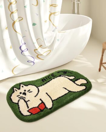 Bonita alfombra de baño, extra suave, de forma irregular, para gatos, 16 x 28 pulgadas, antideslizante, lavable, absorbente, divertida alfombra para bañera, ducha, cocina, dormitorio, puerta