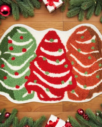 Alfombra de baño de árbol de Navidad, tapete decorativo de baño de Navidad, tapete de baño de invierno, tapete de baño de 18 x 28 pulgadas para bañera, hogar, sala de estar