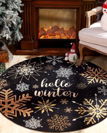 Alfombra redonda de copos de nieve de 4 pies, alfombra de entrada de invierno, alfombra de entrada de invierno, suave, grande, decoración de copos de nieve, lindo sofá, alfombras circulares
