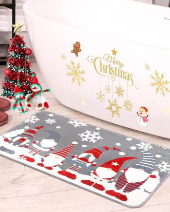 Tinideya Alfombra de baño de Navidad de 31.5 x 19.7 pulgadas, tapete de baño de invierno y Navidad, tapete antideslizante para puerta de entrada de granja, tapetes de bienvenida para vacaciones