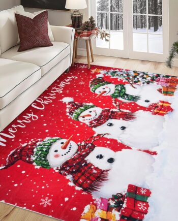 FRAMICS Alfombra de Navidad de 5 x 7 pies, lavable, antideslizante, para dormitorio y sala de estar, alfombra roja para decoración navideña