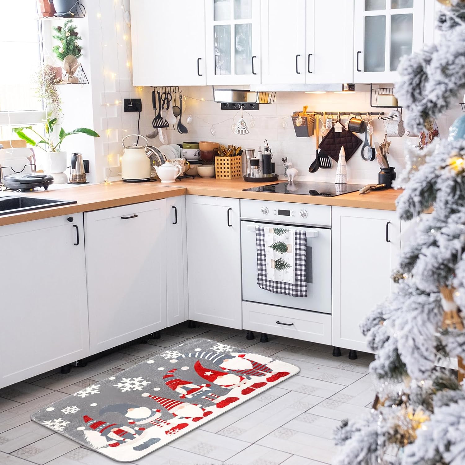 Tinideya Alfombra de baño de Navidad de 31.5 x 19.7 pulgadas, tapete de baño de invierno y Navidad, tapete antideslizante para puerta de entrada de granja, tapetes de bienvenida para vacaciones