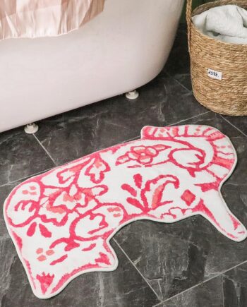 Tinideya Delft - Alfombra de baño con forma de gato de 23 x 32 pulgadas, alfombras para decoración del hogar, tapetes suaves y antideslizantes para dormitorio, porche, cocina (rosa)