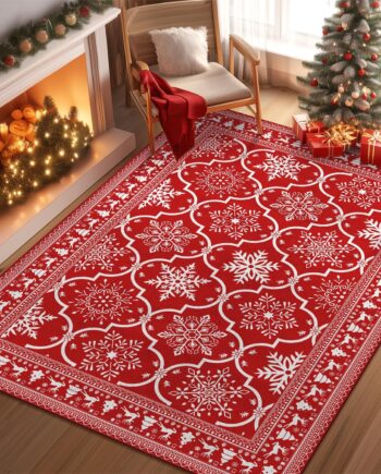 Yamaziot Alfombra de Navidad lavable de 5 x 7 pulgadas, tapete de Navidad para interiores, antideslizante, suave de pelo bajo, alfombra de Navidad para sala de estar, dormitorio, cocina, entrada,