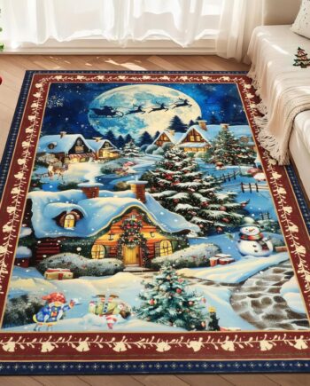 nesrt Alfombra navideña de 4 x 6 pies, antideslizante, lavable, de lana sintética, para árbol de Navidad, dormitorio, alfombra bohemia de pelo bajo, única para cocina, sala de estar, comedor, oficina