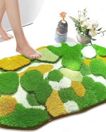 Lindas alfombras de baño de musgo amarillo y verde, tapetes de baño para decoración de baño, hojas estéticas, suaves, antideslizantes, lavables, Aabsorbente, alfombra bohemia para interiores
