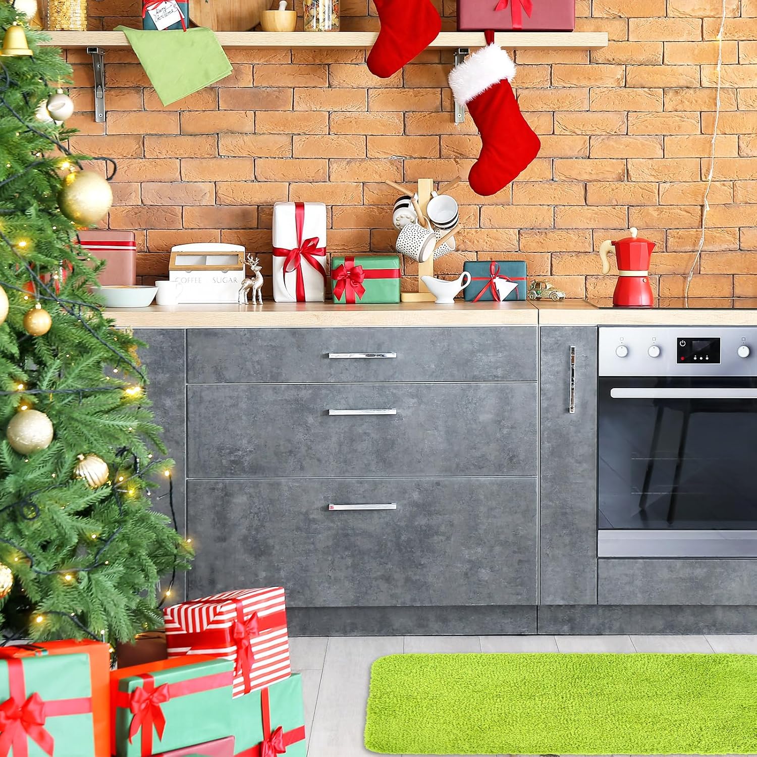 Alfombra de baño de Navidad, rectangular, absorbente, antideslizante, para puerta delantera, para invierno, Navidad, hogar, entrada, 19.7 x 31.5 pulgadas