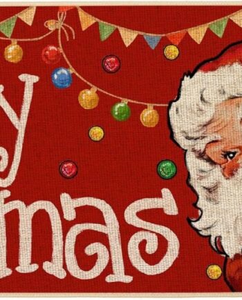 Baccessor Tapete de Navidad de 17 x 47 pulgadas, tapete antideslizante de Papá Noel para piso, pasillo, lavandería, fregadero, alfombra extra larga de perfil bajo para decoración del hogar en invierno