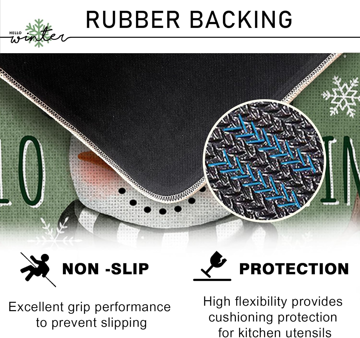 Tapete decorativo para puerta delantera, diseño de muñeco de nieve con diseño de muñeco de nieve de Hello Winter, tapete antideslizante para interiores y exteriores, decoración de temporada