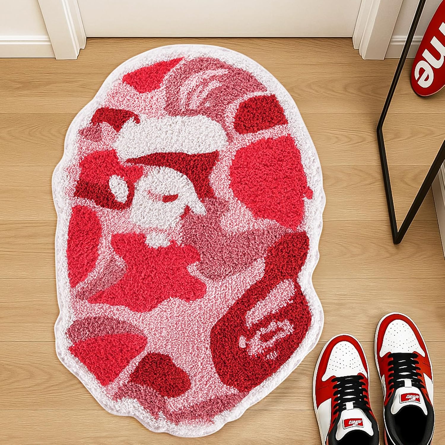 Bape - Alfombra para decoración de habitación Hypebeast de 28 x 20 pulgadas, color rosa camuflaje para decoración de habitación del año 2000, alfombras suaves y esponjosas antideslizantes para una
