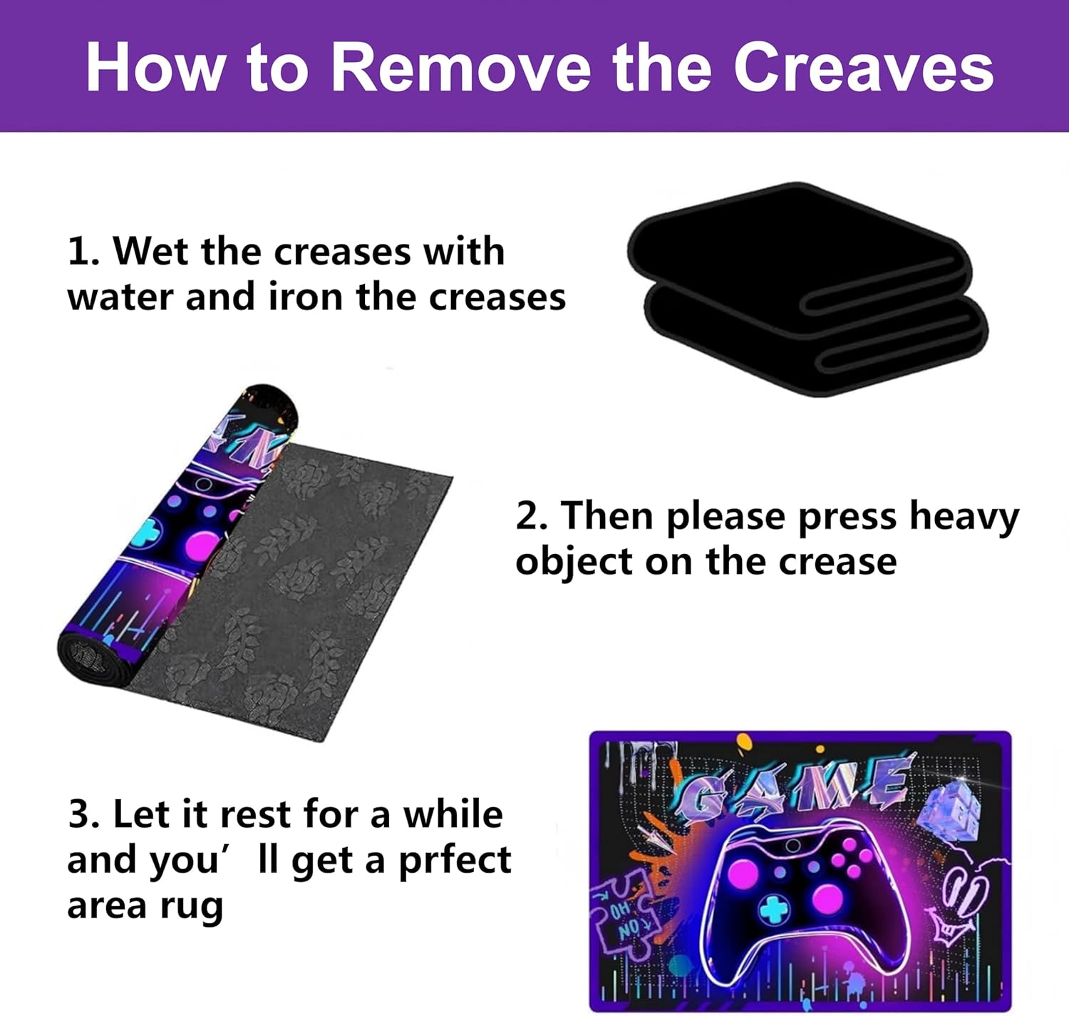 Alfombra de videojuegos para habitación de niños, 35 x 24 pulgadas, pequeña, colorida alfombra con controlador para entrada de sala de juegos, antideslizante, fácil de limpiar, decoración de cabecera