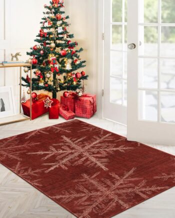Lahome Alfombras de área lavables de Navidad, 3 x 5 pies, con copos de nieve, para interiores, antideslizantes, lavables, para decoración de vacaciones, alfombra suave y ultrafina para sala de estar,