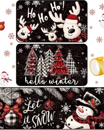 Tapete de cocina de muñeco de nieve de Navidad de invierno, lavable, antideslizante, impermeable, tapete de cocina y tapetes de cocina, decoración de casa de campo, vacaciones, cocina, hogar,