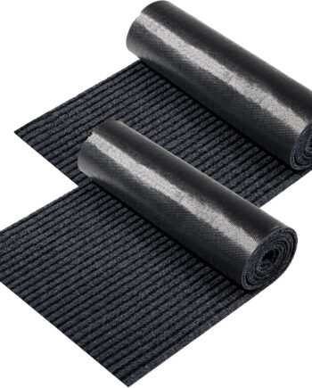 Nuanchu Tapete grande semiacabado para exteriores de 16 x 79 pulgadas, tapete para puerta estrecha, antideslizante, impermeable, para baño, entrada, interior y exterior (negro, 2 rollos)