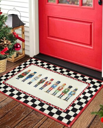 Tapete de cascanueces de Navidad para interiores, lavable, de pelo bajo, 2 x 3, tapete de entrada vintage, bonito tablero de ajedrez, vacaciones, Navidad, alfombra de área pequeña para baño, cocina,