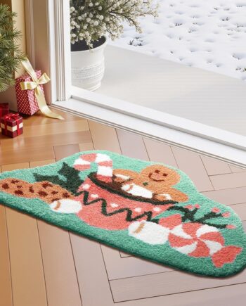 Ashler - Alfombra de Navidad para hombre de jengibre, suave y antideslizante, bonita alfombra decorativa para baño, dormitorio, sala de estar, 39 x 20 pulgadas, azul claro