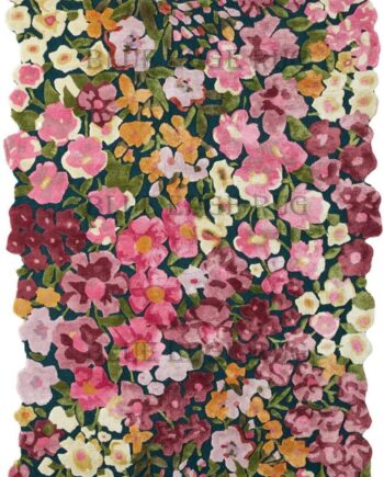 Alfombra de área irregular multicolor hecha a mano, 100% lana mezclada importada, alfombra floral (2.6 x 6.0 pies)