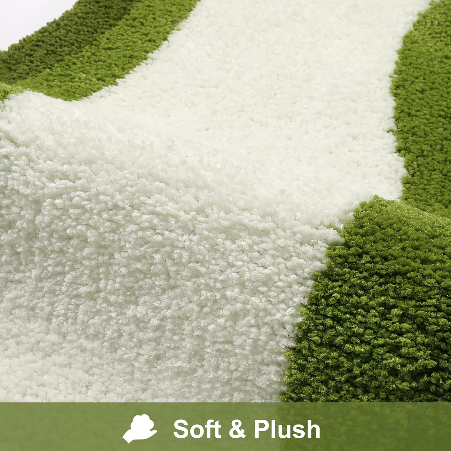 HAOCOO Alfombras de baño grandes de lujo, 24 x 59 pulgadas de largo, antideslizantes, lavables, color verde, de forma irregular, absorbente, para dormitorio, bañera, lavabo, ducha