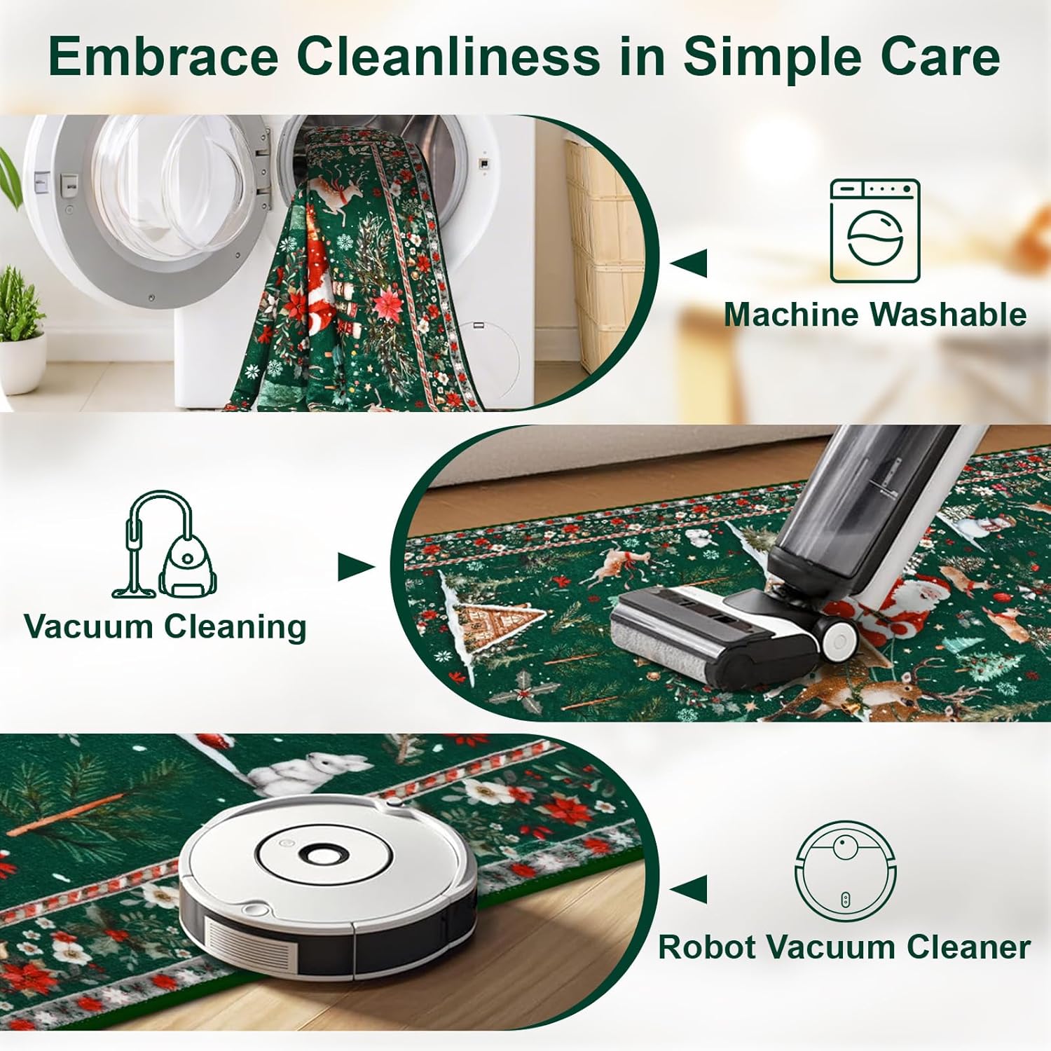 ASPMIZ Alfombra de Navidad de 8 x 10 pies, lavable, antideslizante, alfombra de Papá Noel para sala de estar, pelo corto, suave de lana sintética, para invierno, alfombra grande para dormitorio