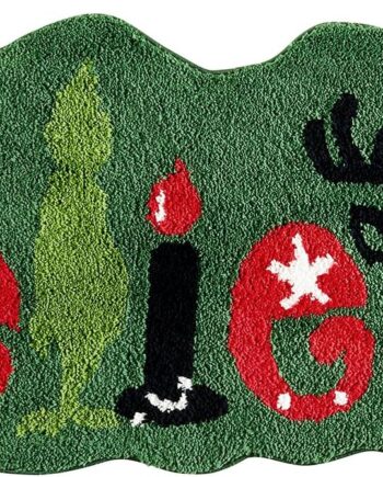 Cute Believe - Alfombra de pasillo de Navidad, 2 x 4.3 pulgadas, alfombra de Navidad para baño, color verde y rojo, alfombra de baño extra larga, lavable, alfombra festiva de temporada para cocina,
