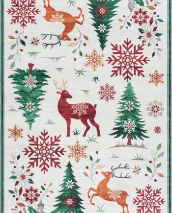 Gertmenian - Tapete bohemio decorativo para interior, antideslizante, muy resistente, zonas de alto tránsito en habitación, sala de estar, cocina, diseño navideño reno Rodolfo 24628, chico 3 x 5 in
