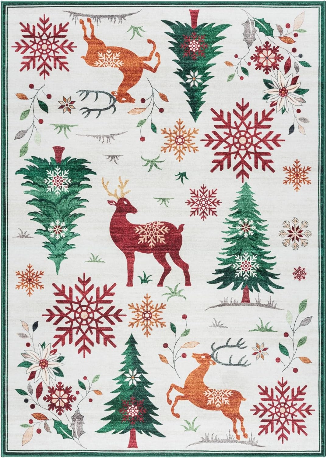 Gertmenian - Tapete bohemio decorativo para interior, antideslizante, muy resistente, zonas de alto tránsito en habitación, sala de estar, cocina, diseño navideño reno Rodolfo 24628, chico 3 x 5 in