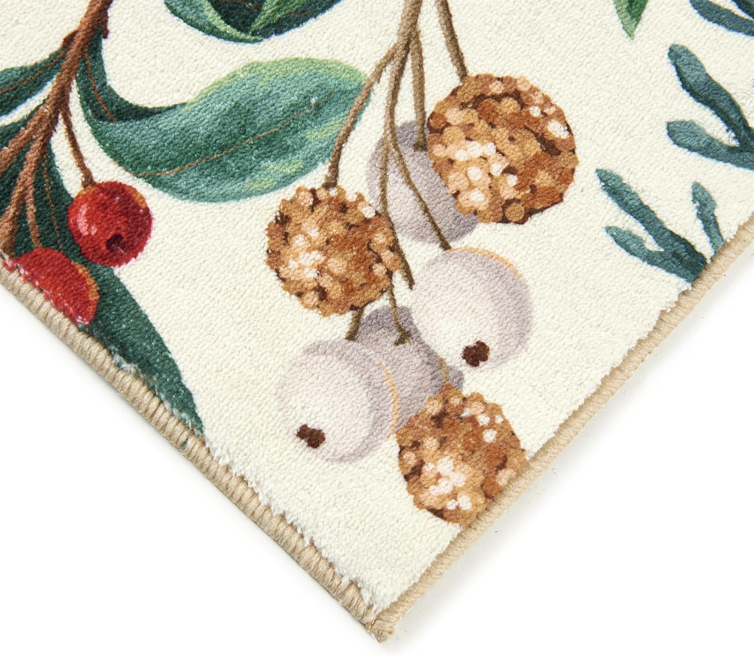 RoomTalks Tapete vintage de Navidad para puerta de interior de 2 x 3 pulgadas, alfombra de entrada de pelo bajo, lavable, árbol de Navidad, flores rojas, alfombra de plantas de invierno, alfombras de