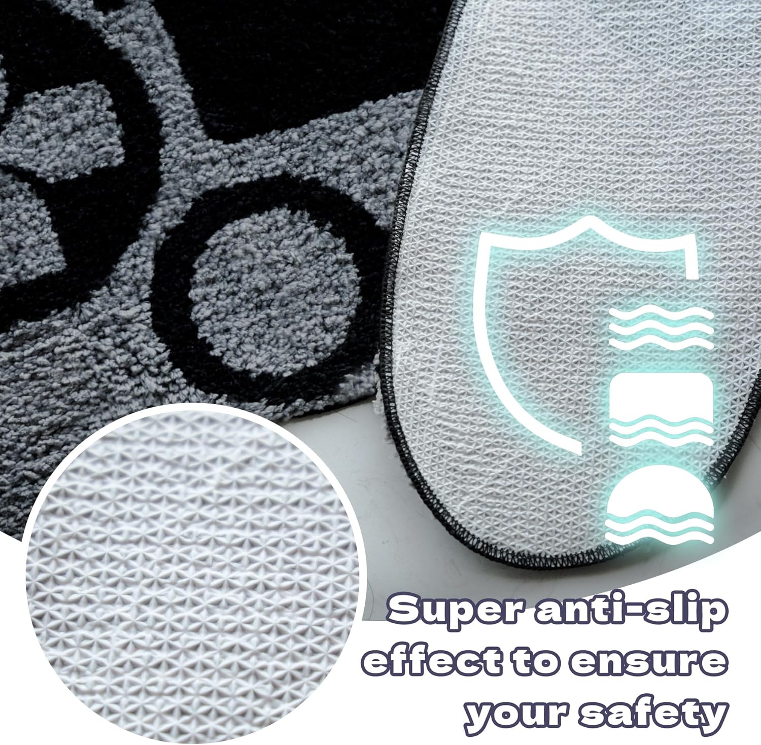 Divertida alfombra de baño negra con gamepad para baño y dormitorio, alfombra de baño pequeña, alfombra de ducha antideslizante, lavable, suave y absorbente, alfombra de área de 20 x 32