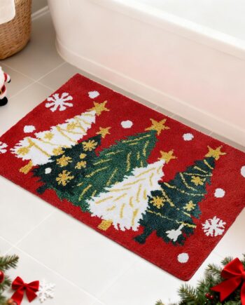 Alfombra de baño de Navidad de 19.7 x 35.4 pulgadas, tapete de baño absorbente antideslizante para puerta delantera, tapete de invierno para el hogar, habitación y entrada