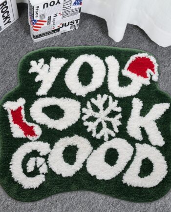 Tapetes de baño navideños, decoraciones navideñas, alfombra de baño con texto en inglés «You Look Good», tapete de baño de microfibra antideslizante para granja, festivo, tapete para baño,