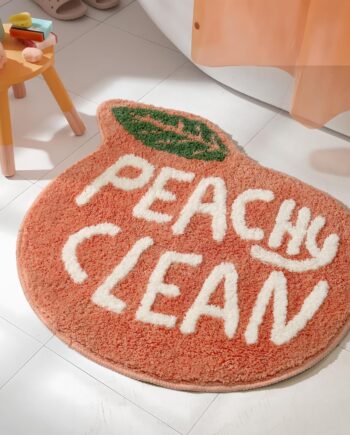 Alfombra de baño de durazno, bonita decoración de dibujos animados, antideslizante y absorbente, alfombra de bañera lavable