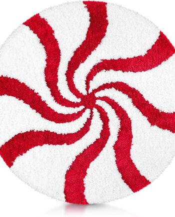 Ceenna Alfombras de baño de Navidad de 24 pulgadas, redondas, de caramelo, para invierno, suave, absorbente, lavable, alfombra para bañera, ducha, decoración de dormitorio