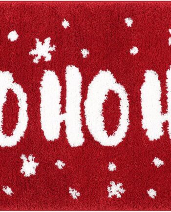 Duraaamo Tapete de baño de Navidad, decoración de baño de Navidad, antideslizante, absorbente, lavable, para Navidad, vacaciones, decoración de baño, 20 x 32 pulgadas (rojo, Ho Ho)