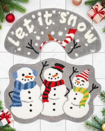 Tapete de baño de muñeco de nieve de Navidad, tapete decorativo de invierno, tapete de baño de Navidad, 34 x 18 pulgadas, 30 x 20 pulgadas, para bañera, hogar, sala de estar, juego de 2