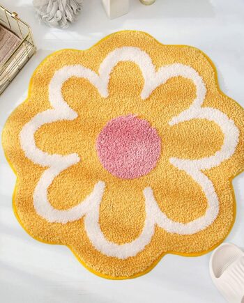 Bonita alfombra absorbente de agua antideslizante de fibra suave para pisos (pelo bajo amarillo)