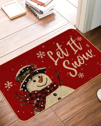 Tapete de Navidad con diseño de muñeco de nieve, copos de nieve, invierno, Navidad, tapete decorativo antideslizante de bajo perfil para interiores y exteriores, tapete de bienvenida lavable