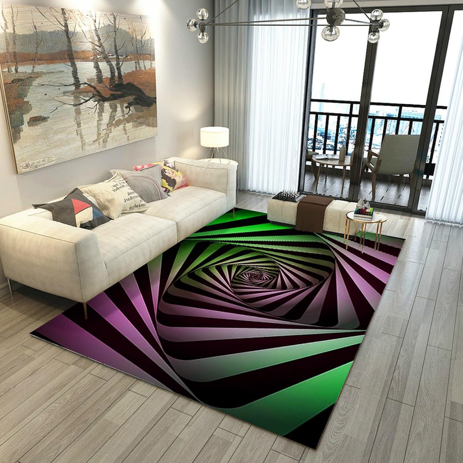 Alfombra geométrica de ilusión óptica 3D para sala de estar, dormitorio, oficina en casa, cocina, lavable a máquina, alfombra suave, antideslizante, no se desprende, 3 x 5 pies / 36 x 60 pulgadas /