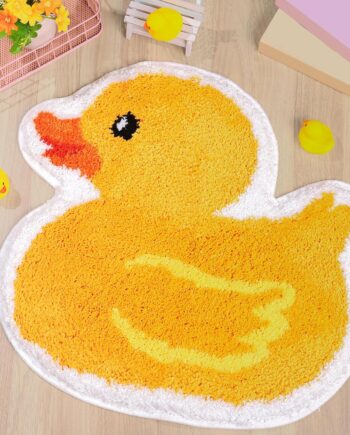 Alfombra de baño de pato amarillo con forma de pato, antideslizante, lavable, decorativa, para cumpleaños, baby shower, decoración de baño