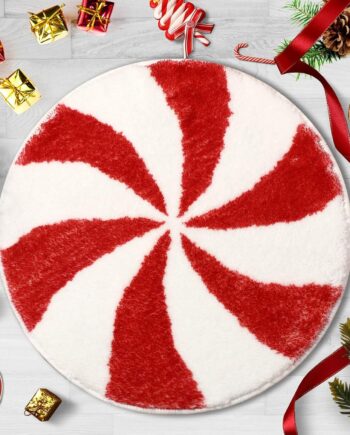 FEBSNOW 1 alfombra de baño de Navidad, alfombra de invierno rojo caramelo de Navidad, alfombras de baño, alfombras absorbentes antideslizantes con respaldo lavable para bañera, sala de estar, comedor,