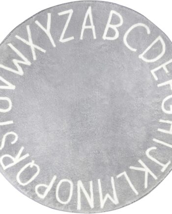 Topotdor Alfombra redonda de juego para niños, del alfabeto, alfombra de área para guardería, alfombra de juego extra grande y suave para dormitorio de niños pequeños (40 pulgadas, gris)
