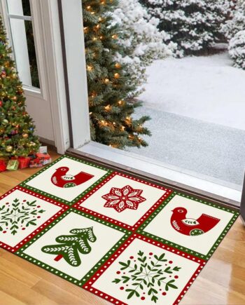 Christmas Tree PVC Doormat Entrance Rugs Heavy Duty Welcome Mats,Outdoor Indoor Mats Non Slip Rubber Backing for Front Door/Yard/Garage/Garden,60x60cm/23.62x23.62in