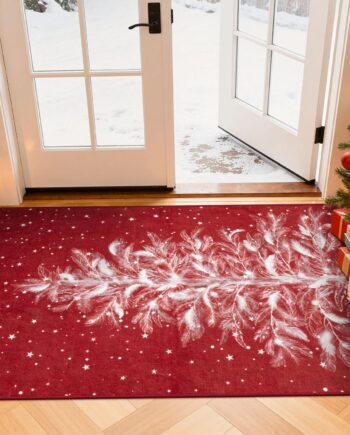 Lahome Alfombra de Navidad antideslizante de 2 x 4 pies, alfombra pequeña de pasillo de Navidad, lavable, resistente a las manchas, color rojo, decoración de árbol de Navidad, alfombra de pelo bajo