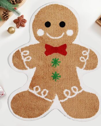 Alfombra de baño de jengibre de Navidad, bonita decoración navideña de pan de jengibre para baño, cocina, dormitorio, divertida alfombra de Navidad lavable a máquina con respaldo