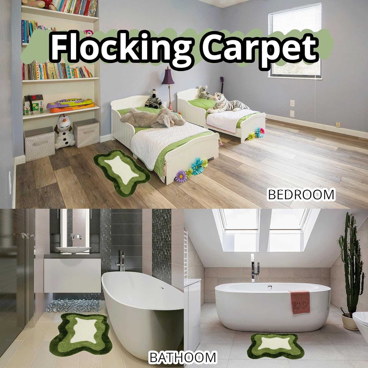 Room Decor Y2K - Alfombras estéticas de nube, alfombra moderna para dormitorio, sala de estar (1.3 x 2.0 pies, verde)