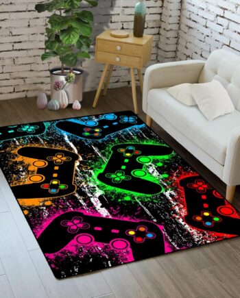 Alfombra de área de jugadores para comedor, habitación de los niños, tapete de gamepad dibujado a mano verde para adolescentes, alfombra de piso para sala de estar, planetas estrellas, juegos, negro,