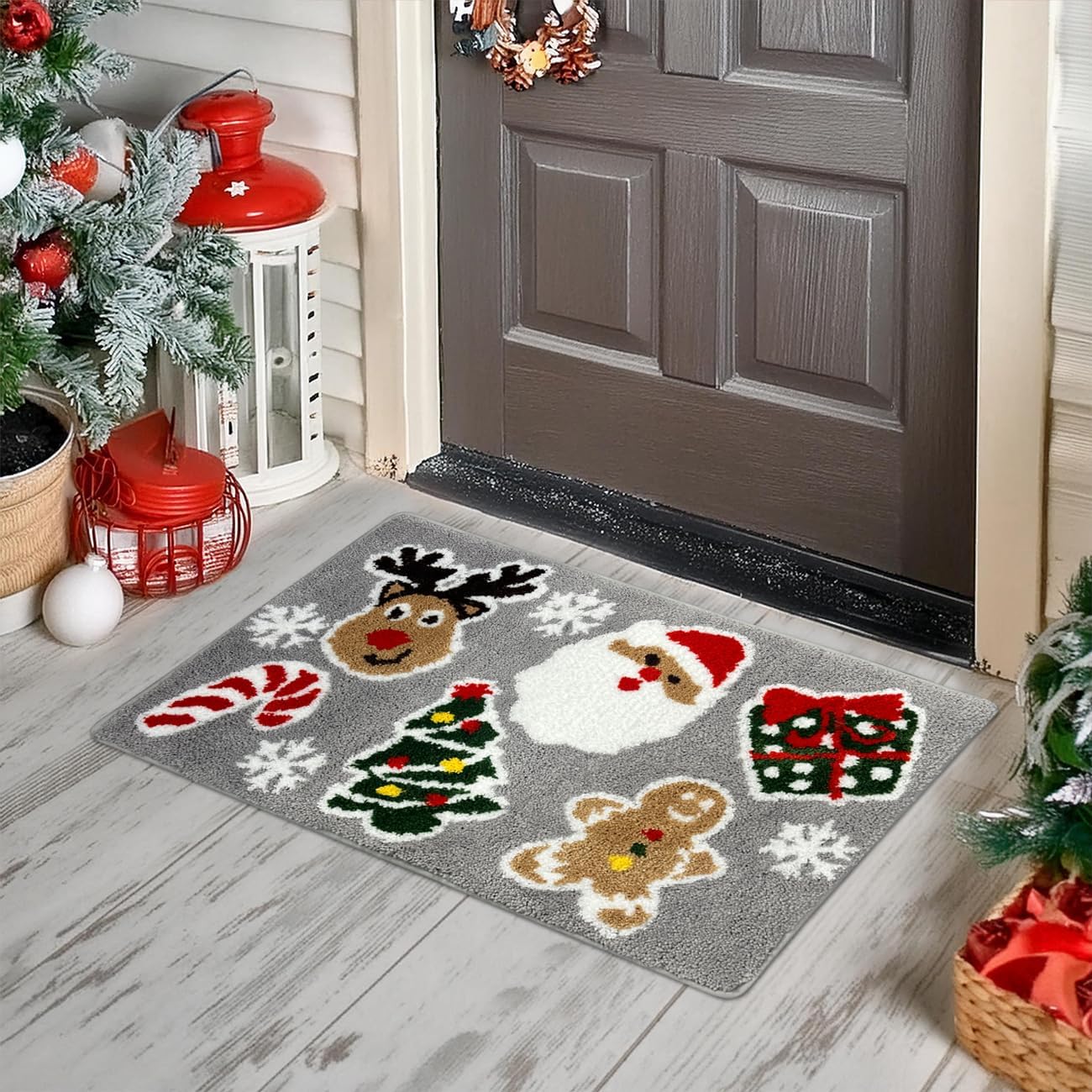Alfombra de baño de Navidad, árbol de Navidad, bonito tapete de baño con diseño de reno, suave, absorbente, antideslizante, de secado rápido, para baño, bañera, inodoro, invierno, nieve